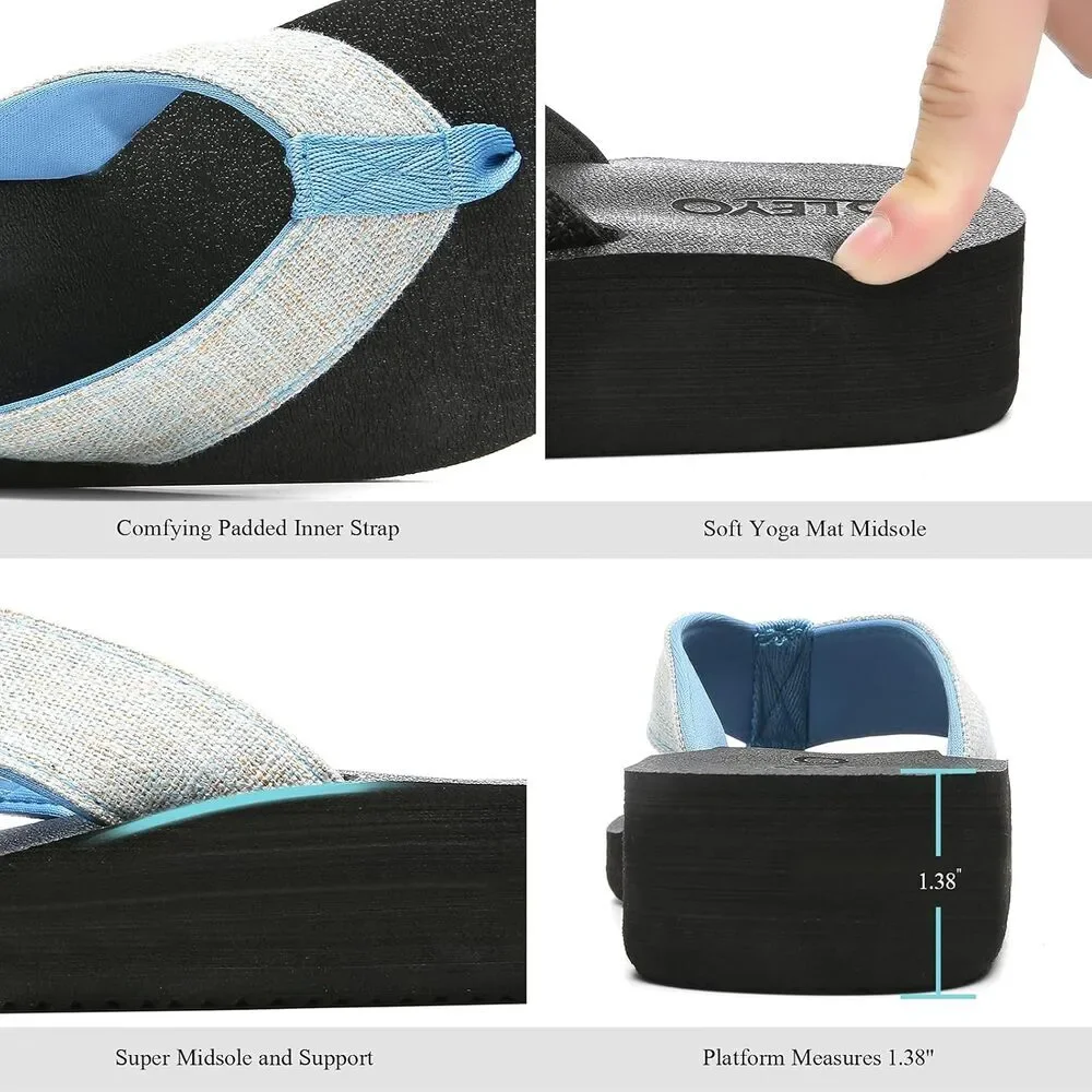 Wedge Sandals with Stylish Straps for Women Dressy Comfortable Sky Blue - Picture 3 of 5